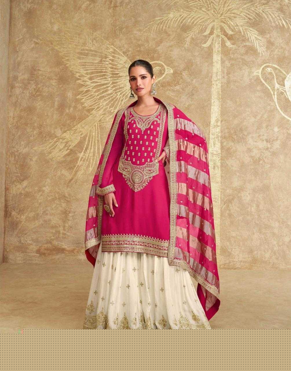 Chinon Silk Ladies Sharara Salwar Suit - MYLUXURY LANE ENTERPRISE